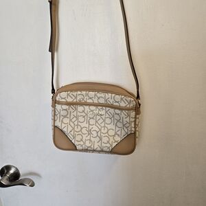Calvin Klein Beige and Tan Crossbody Bag